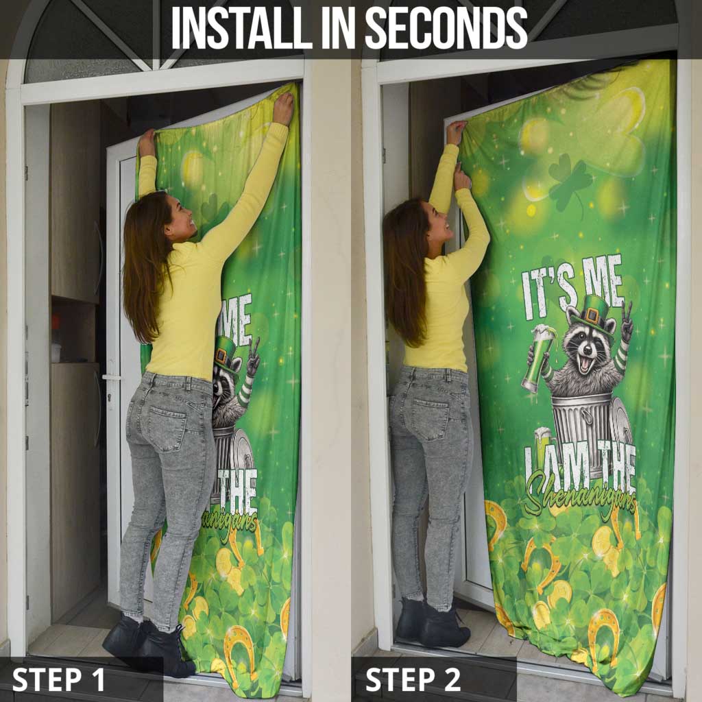 Funny Raccoon St Patrick's Day Door Cover It's Me I Am the Shenanigans