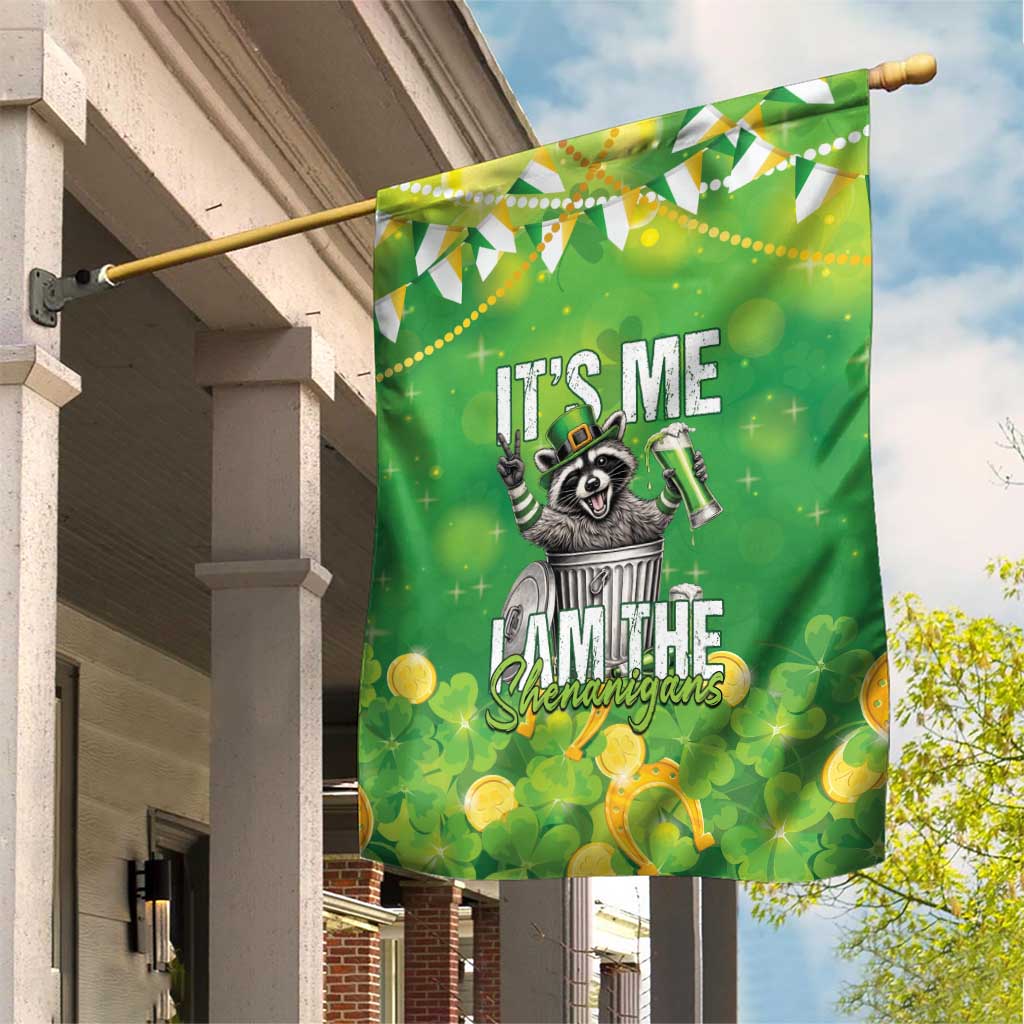 Funny Raccoon St Patrick's Day Garden Flag It's Me I Am the Shenanigans