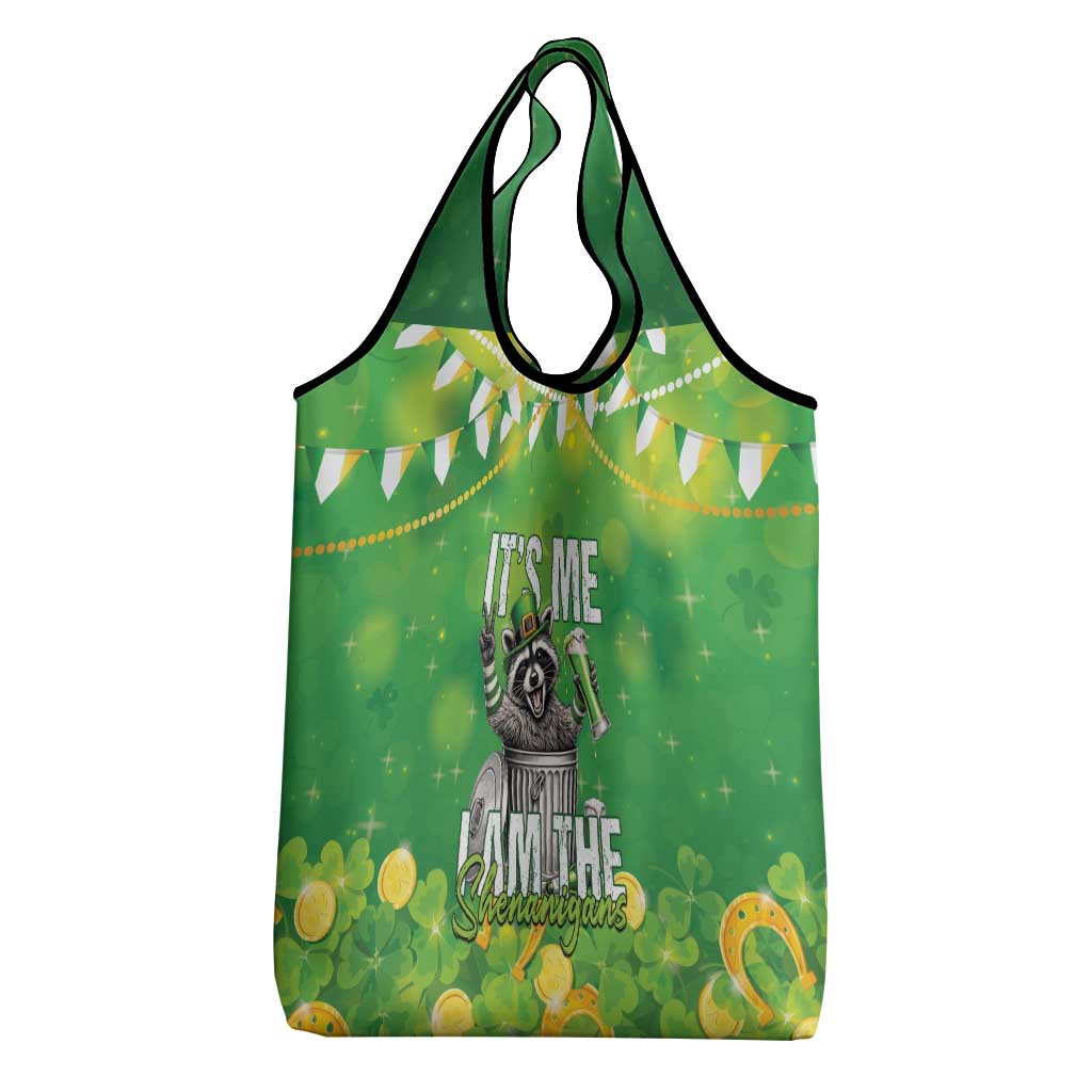 Funny Raccoon St Patrick's Day Grocery Bag It's Me I Am the Shenanigans