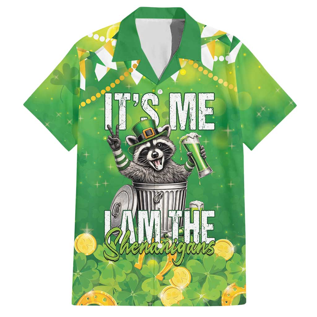 Funny Raccoon St Patrick's Day Hawaiian Shirt It's Me I Am the Shenanigans