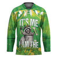 Funny Raccoon St Patrick's Day Hockey Jersey It's Me I Am the Shenanigans
