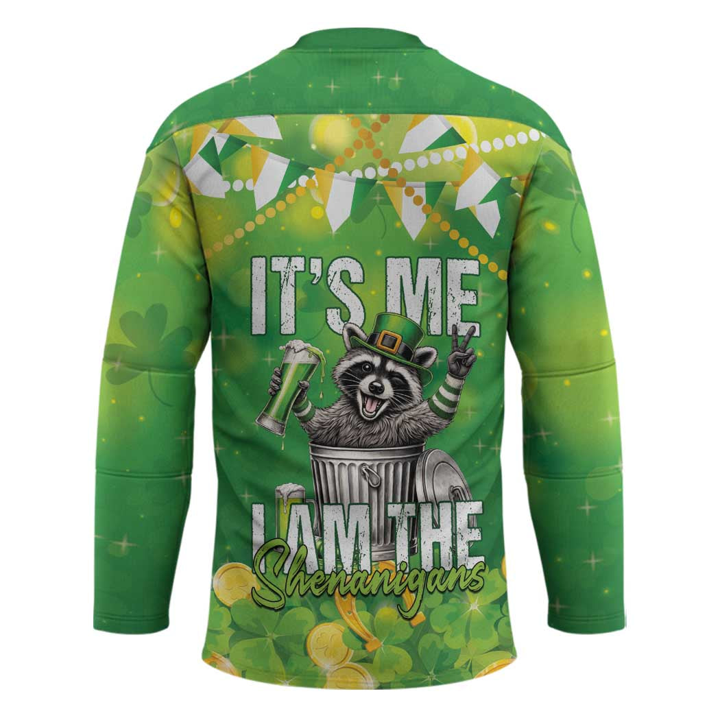 Funny Raccoon St Patrick's Day Hockey Jersey It's Me I Am the Shenanigans