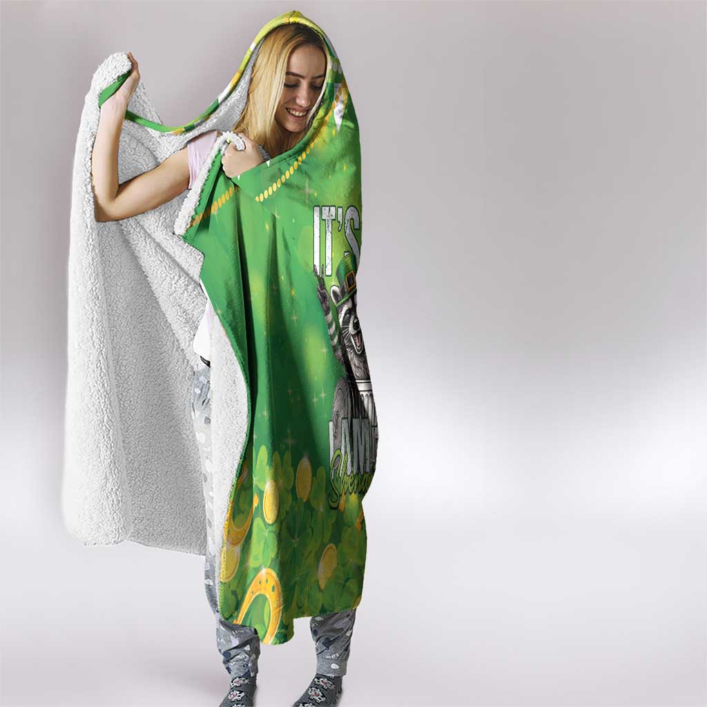 Funny Raccoon St Patrick's Day Hooded Blanket It's Me I Am the Shenanigans