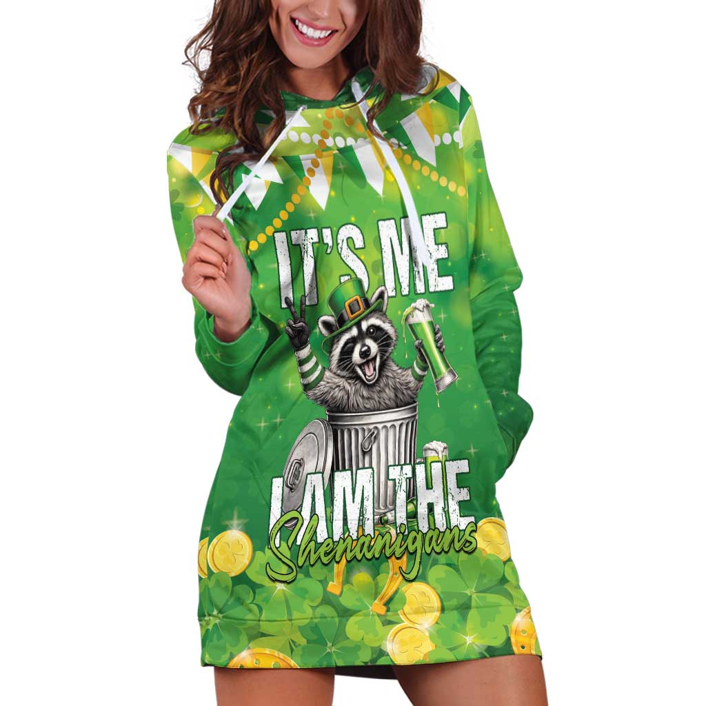 Funny Raccoon St Patrick's Day Hoodie Dress It's Me I Am the Shenanigans