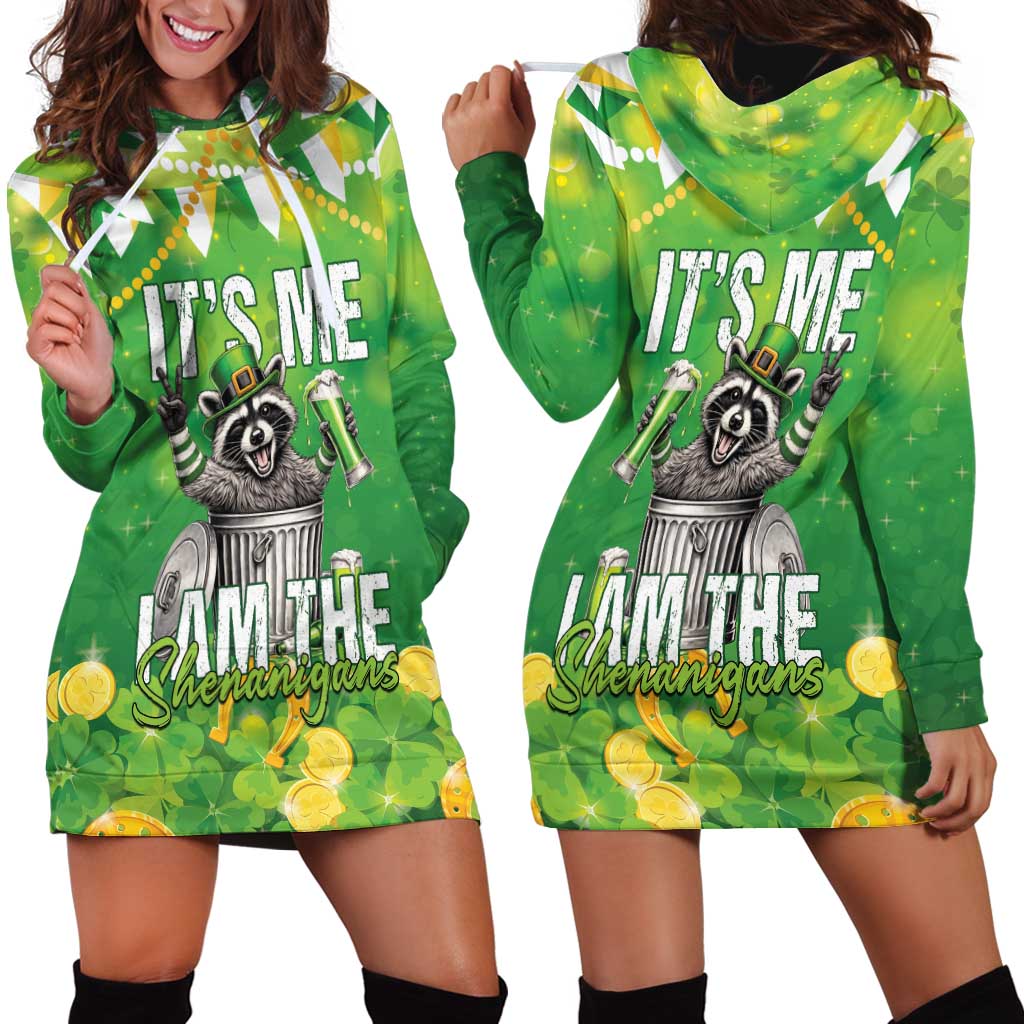 Funny Raccoon St Patrick's Day Hoodie Dress It's Me I Am the Shenanigans