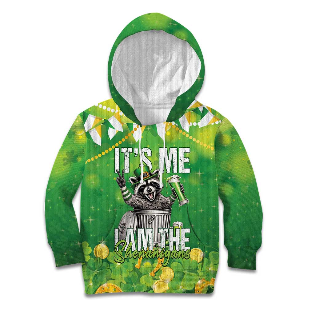 Funny Raccoon St Patrick's Day Kid Hoodie It's Me I Am the Shenanigans