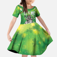 Funny Raccoon St Patrick's Day Kid Short Sleeve Dress It's Me I Am the Shenanigans