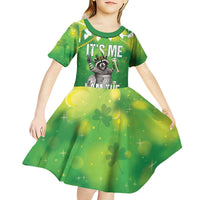 Funny Raccoon St Patrick's Day Kid Short Sleeve Dress It's Me I Am the Shenanigans