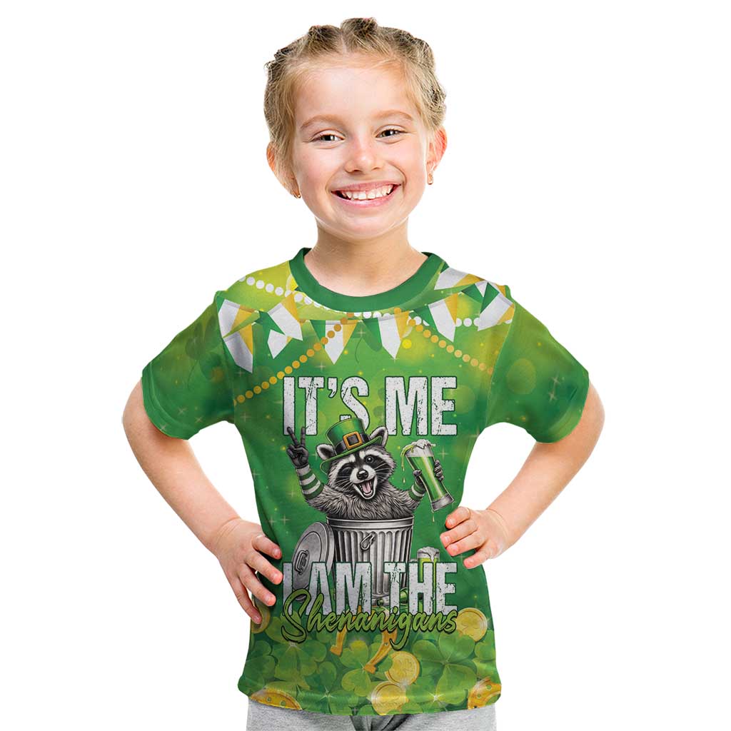 Funny Raccoon St Patrick's Day Kid T Shirt It's Me I Am the Shenanigans