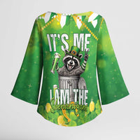 Funny Raccoon St Patrick's Day Kimono Sleeve Blouse It's Me I Am the Shenanigans