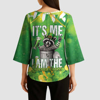 Funny Raccoon St Patrick's Day Kimono Sleeve Blouse It's Me I Am the Shenanigans