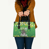 Funny Raccoon St Patrick's Day Leather Bag It's Me I Am the Shenanigans