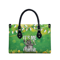 Funny Raccoon St Patrick's Day Leather Bag It's Me I Am the Shenanigans