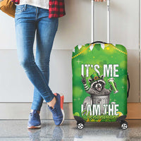 Funny Raccoon St Patrick's Day Luggage Cover It's Me I Am the Shenanigans