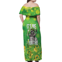Funny Raccoon St Patrick's Day Off Shoulder Maxi Dress It's Me I Am the Shenanigans