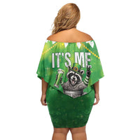 Funny Raccoon St Patrick's Day Off Shoulder Short Dress It's Me I Am the Shenanigans