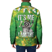 Funny Raccoon St Patrick's Day Padded Jacket It's Me I Am the Shenanigans