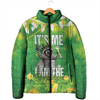 Funny Raccoon St Patrick's Day Padded Jacket It's Me I Am the Shenanigans
