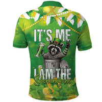 Funny Raccoon St Patrick's Day Polo Shirt It's Me I Am the Shenanigans