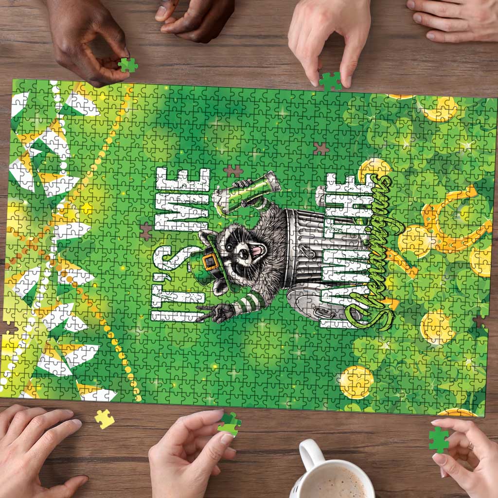 Funny Raccoon St Patrick's Day Puzzle It's Me I Am the Shenanigans