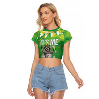 Funny Raccoon St Patrick's Day Raglan Cropped T Shirt It's Me I Am the Shenanigans
