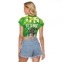 Funny Raccoon St Patrick's Day Raglan Cropped T Shirt It's Me I Am the Shenanigans
