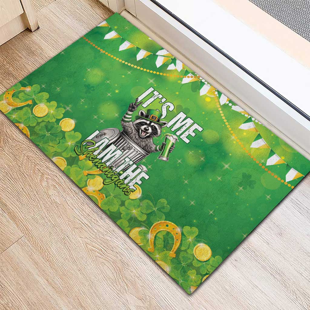 Funny Raccoon St Patrick's Day Rubber Doormat It's Me I Am the Shenanigans