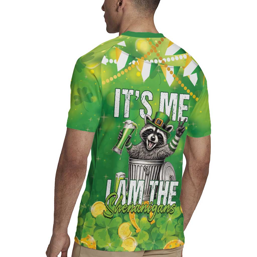 Funny Raccoon St Patrick's Day Rugby Jersey It's Me I Am the Shenanigans