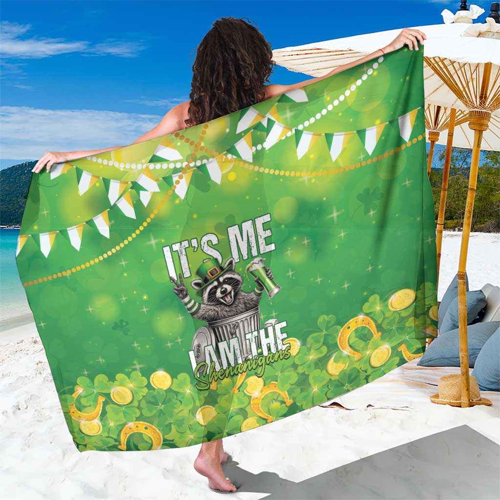 Funny Raccoon St Patrick's Day Sarong It's Me I Am the Shenanigans