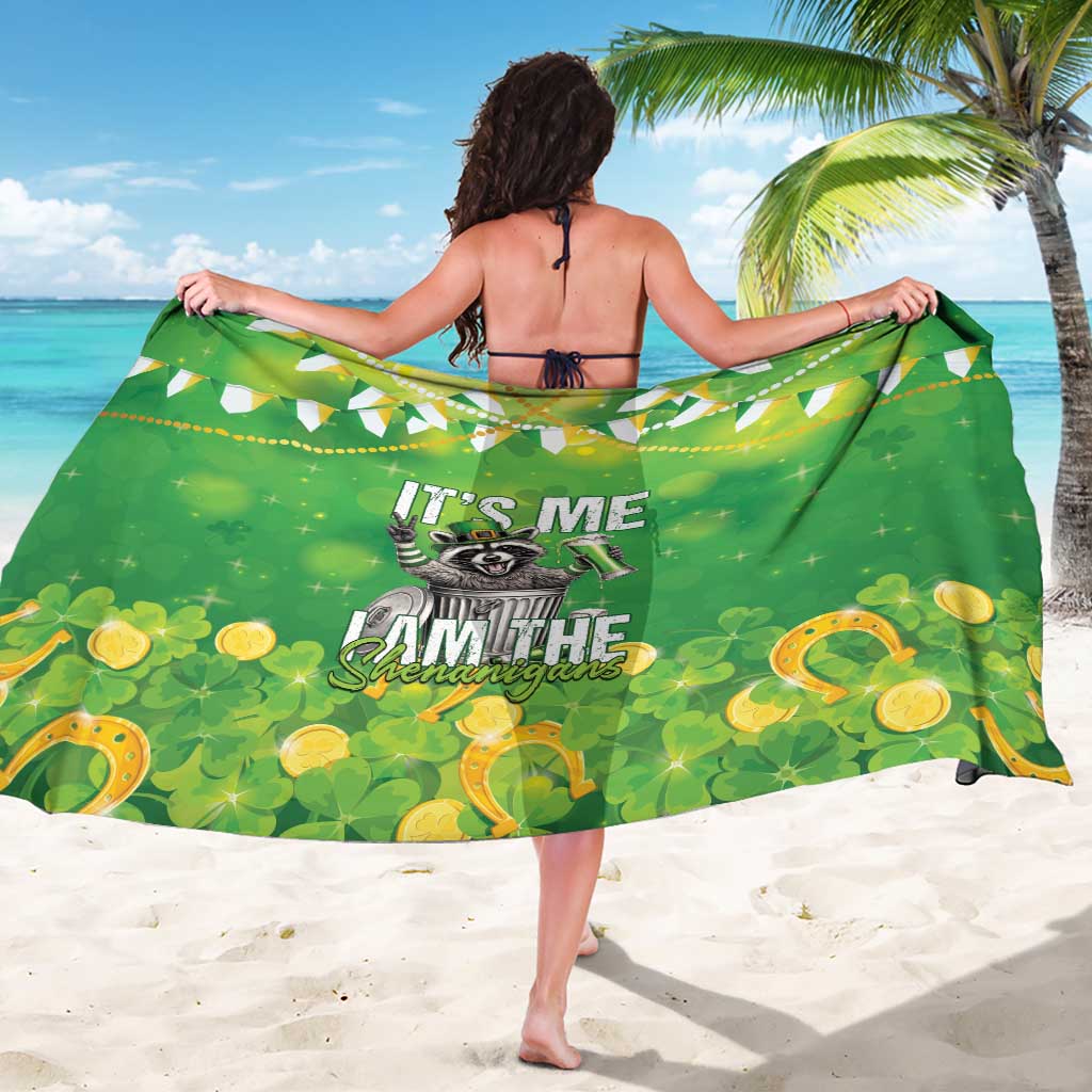 Funny Raccoon St Patrick's Day Sarong It's Me I Am the Shenanigans