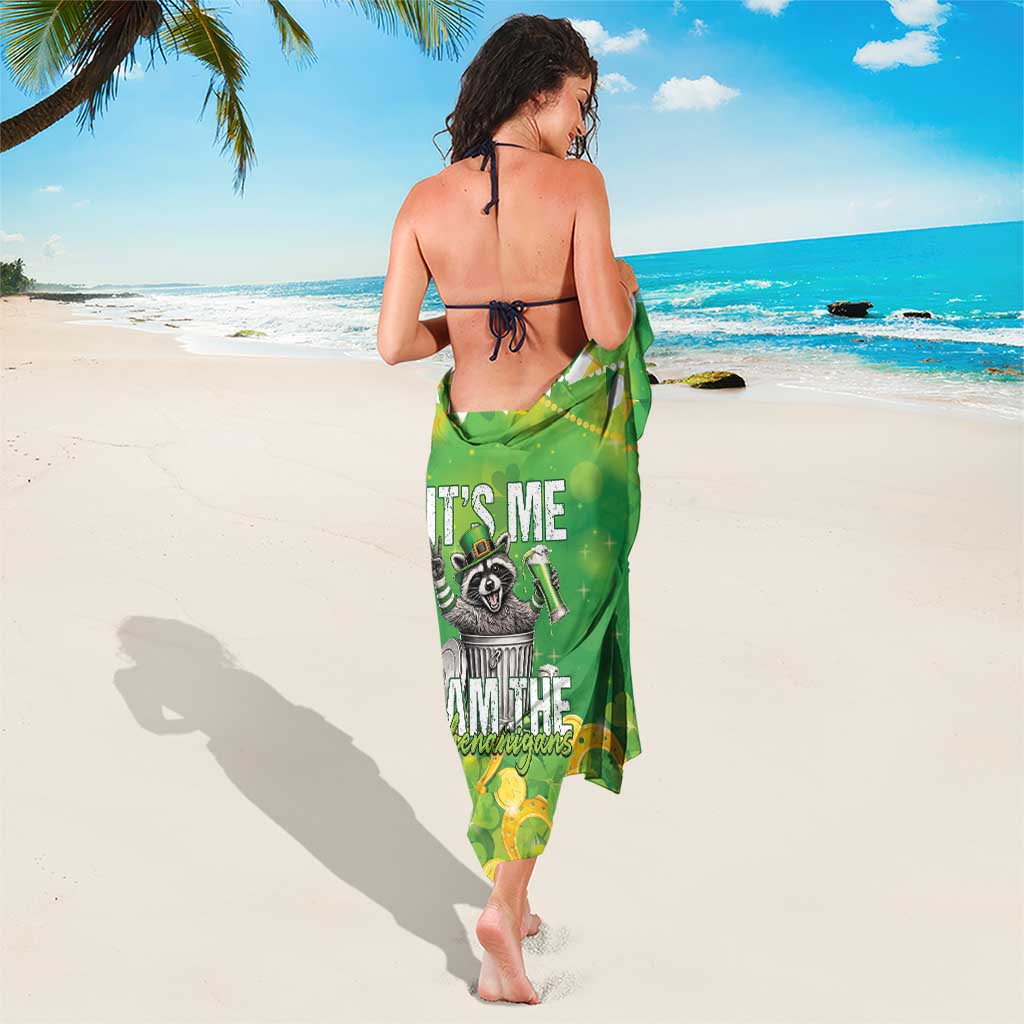 Funny Raccoon St Patrick's Day Sarong It's Me I Am the Shenanigans