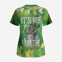Funny Raccoon St Patrick's Day Scrub Top It's Me I Am the Shenanigans