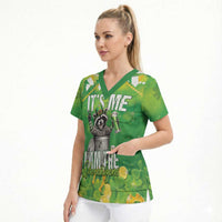 Funny Raccoon St Patrick's Day Scrub Top It's Me I Am the Shenanigans