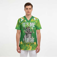 Funny Raccoon St Patrick's Day Scrub Top It's Me I Am the Shenanigans