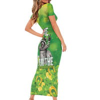 Funny Raccoon St Patrick's Day Short Sleeve Bodycon Dress It's Me I Am the Shenanigans
