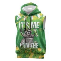 Funny Raccoon St Patrick's Day Sleeveless Hoodie It's Me I Am the Shenanigans