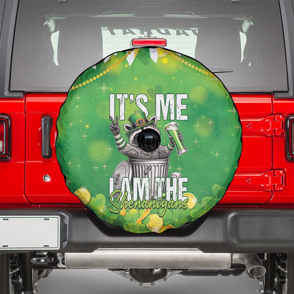 Funny Raccoon St Patrick's Day Spare Tire Cover It's Me I Am the Shenanigans