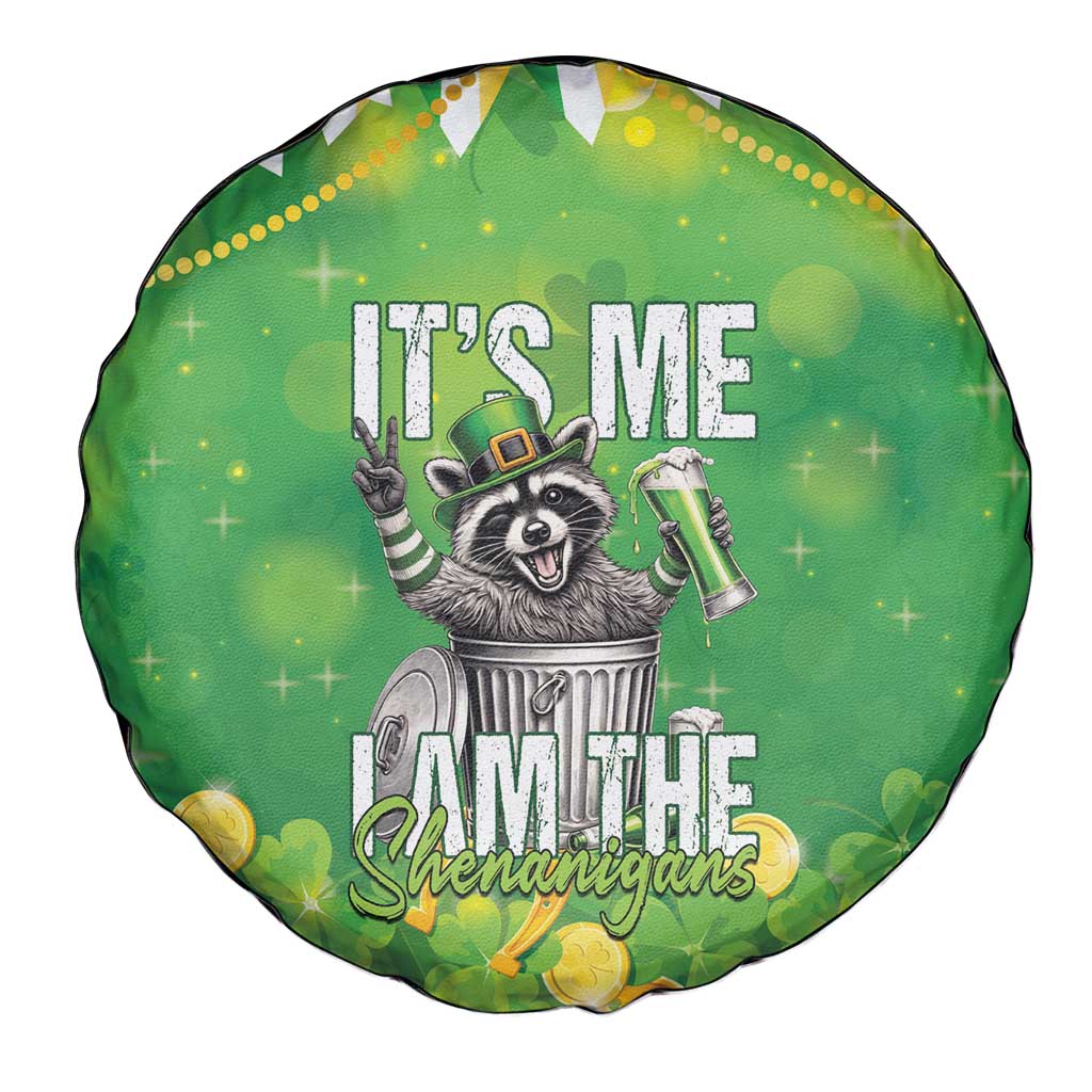 Funny Raccoon St Patrick's Day Spare Tire Cover It's Me I Am the Shenanigans