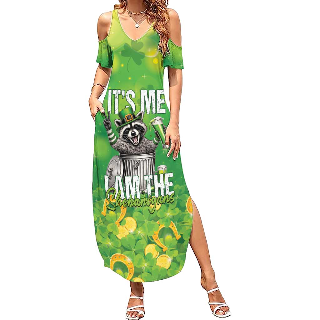 Funny Raccoon St Patrick's Day Summer Maxi Dress It's Me I Am the Shenanigans