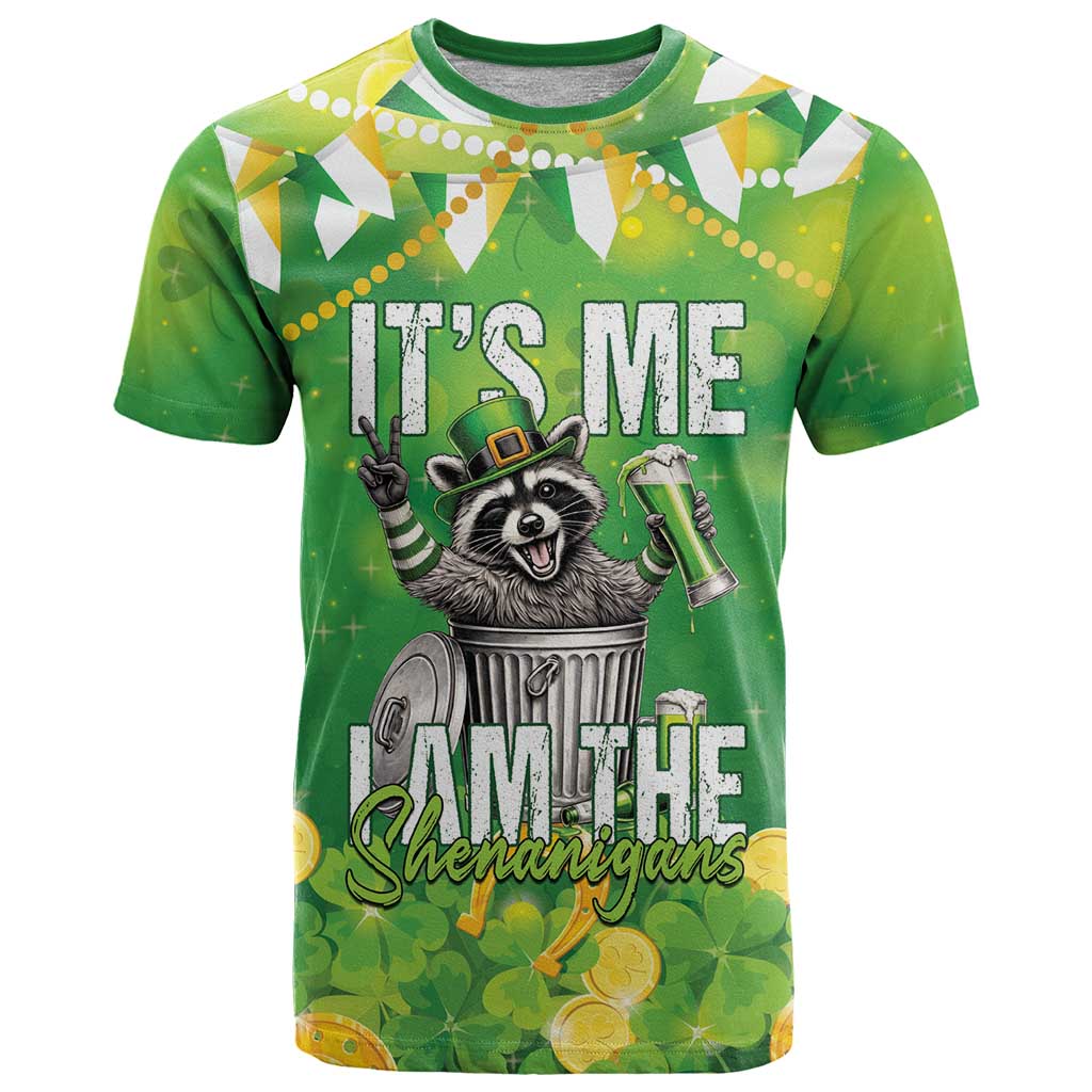 Funny Raccoon St Patrick's Day T Shirt It's Me I Am the Shenanigans
