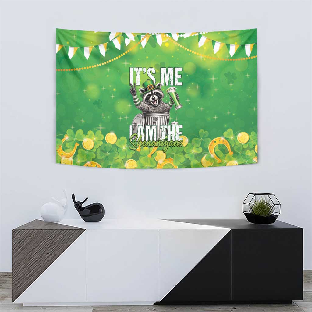 Funny Raccoon St Patrick's Day Tapestry It's Me I Am the Shenanigans