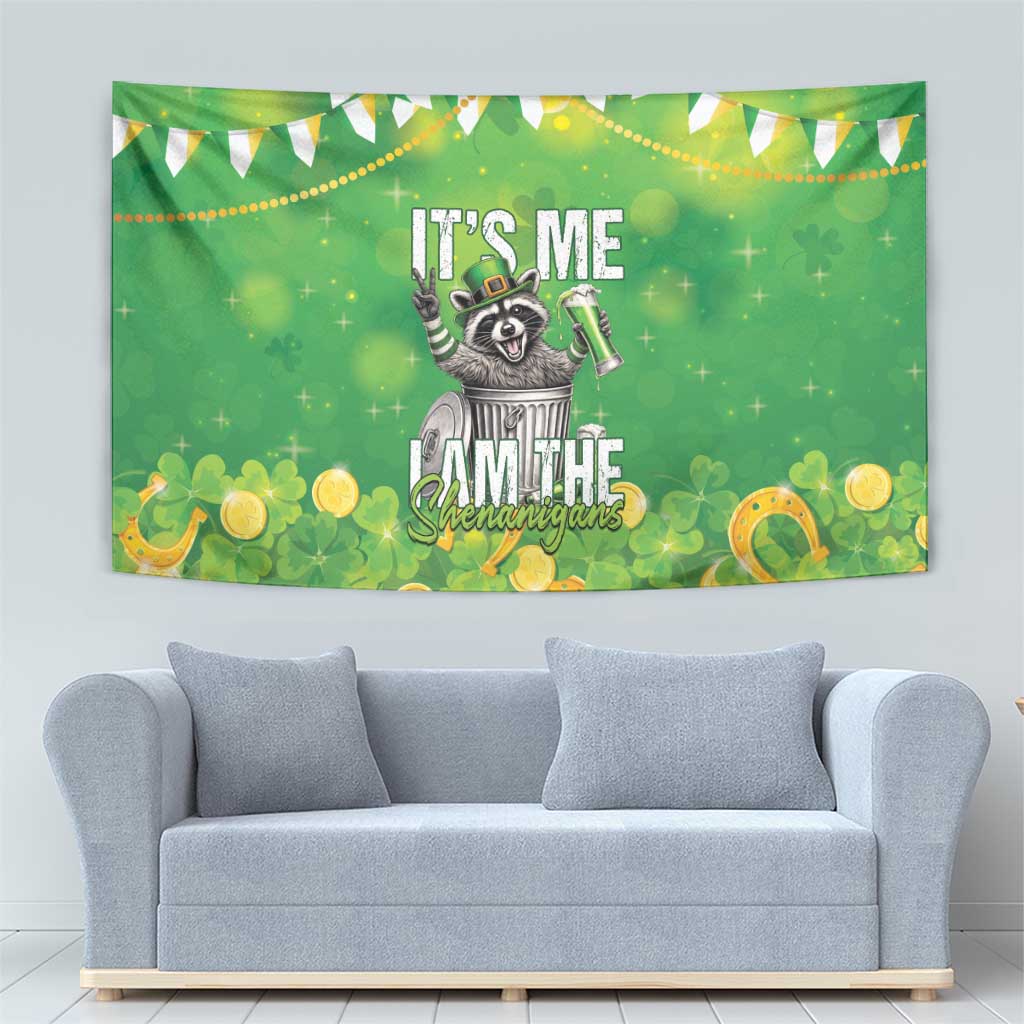 Funny Raccoon St Patrick's Day Tapestry It's Me I Am the Shenanigans
