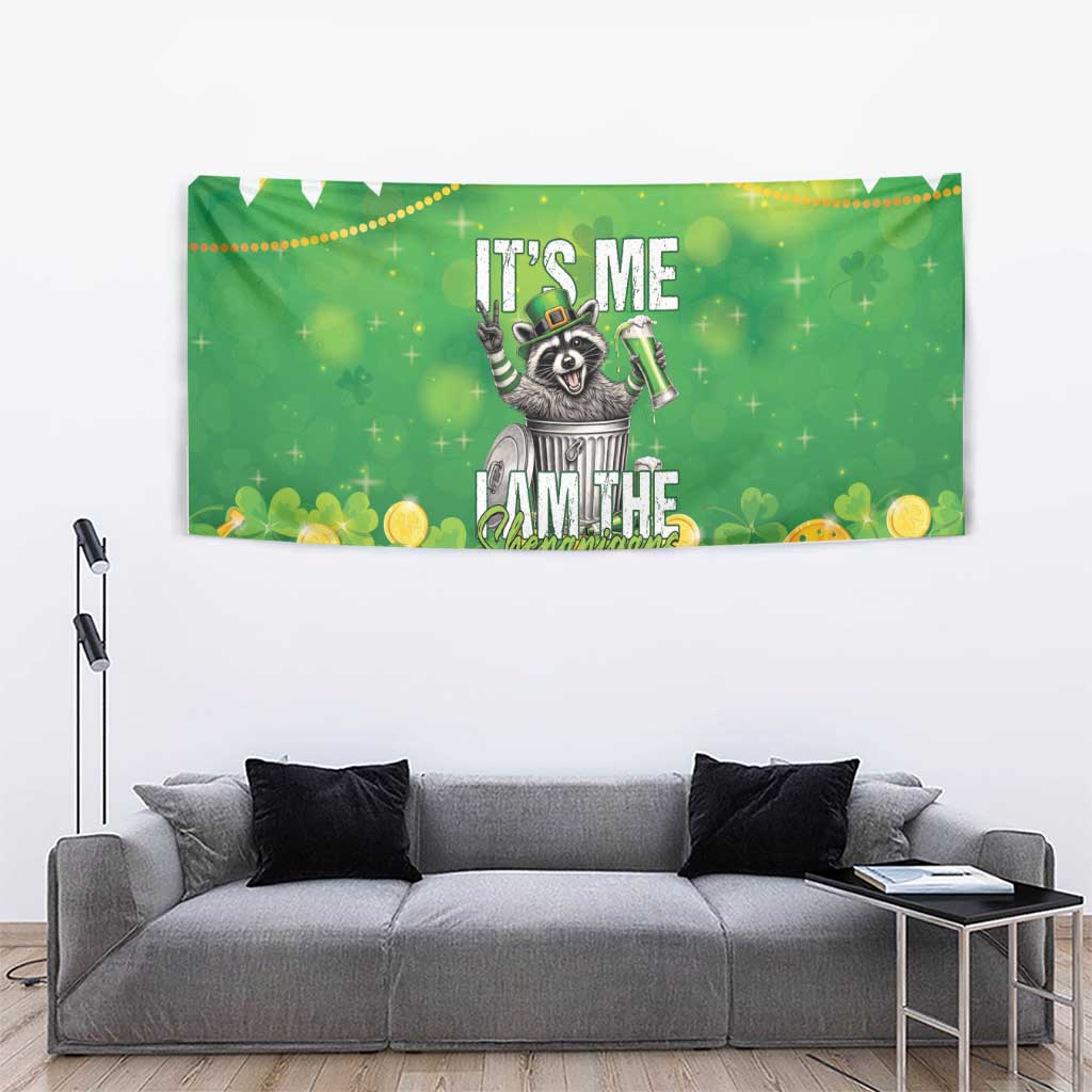 Funny Raccoon St Patrick's Day Tapestry It's Me I Am the Shenanigans