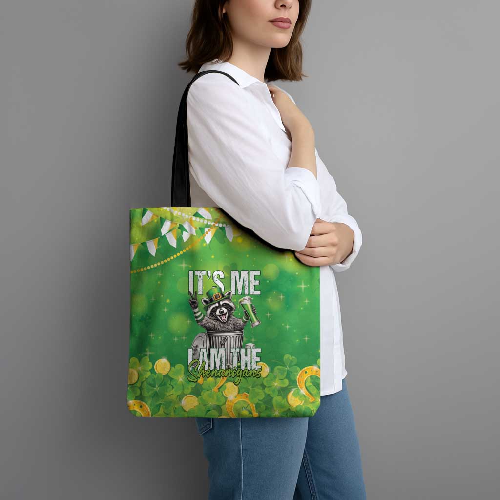 Funny Raccoon St Patrick's Day Tote Bag It's Me I Am the Shenanigans