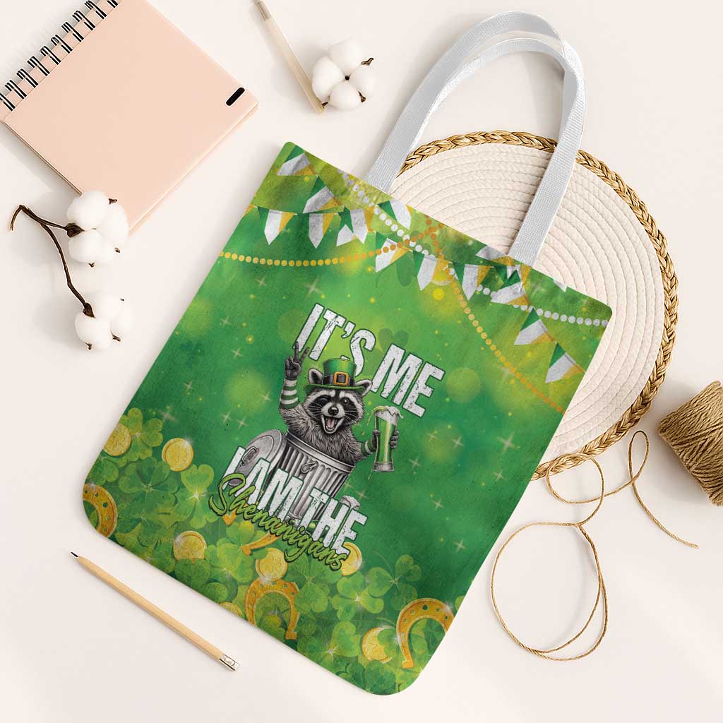 Funny Raccoon St Patrick's Day Tote Bag It's Me I Am the Shenanigans