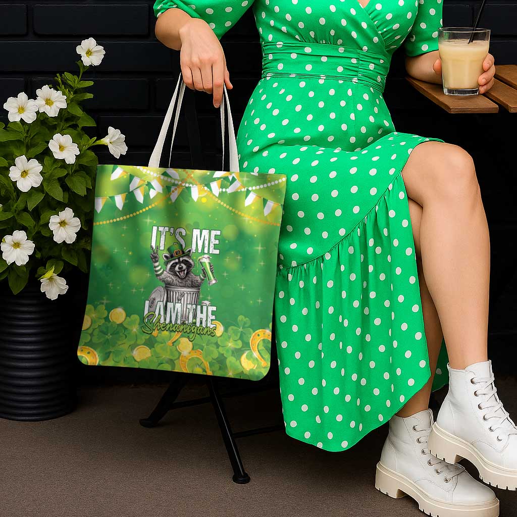 Funny Raccoon St Patrick's Day Tote Bag It's Me I Am the Shenanigans