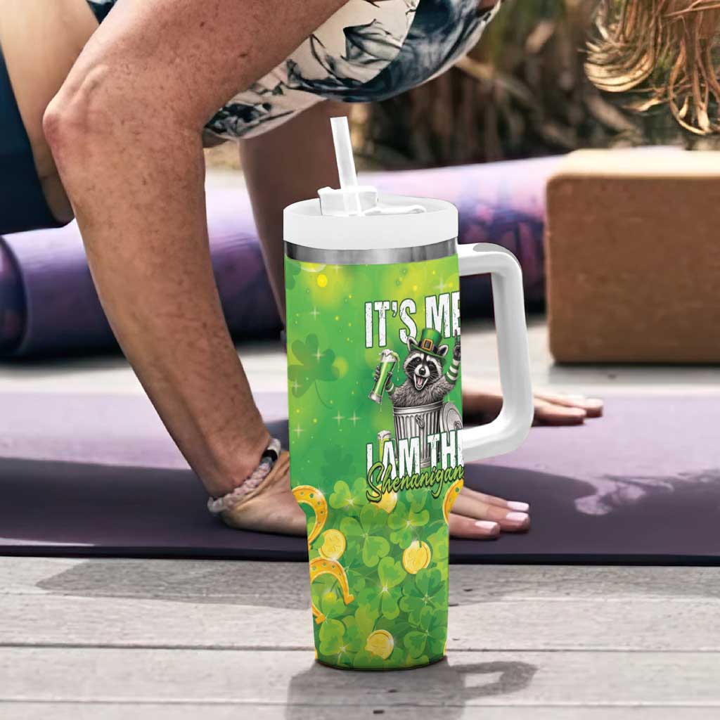 Funny Raccoon St Patrick's Day Tumbler With Handle It's Me I Am the Shenanigans