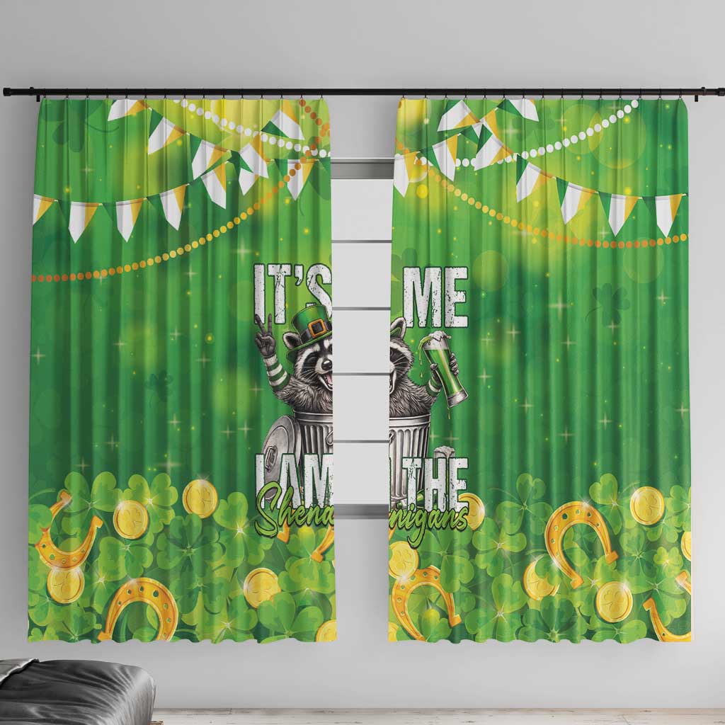 Funny Raccoon St Patrick's Day Window Curtain It's Me I Am the Shenanigans