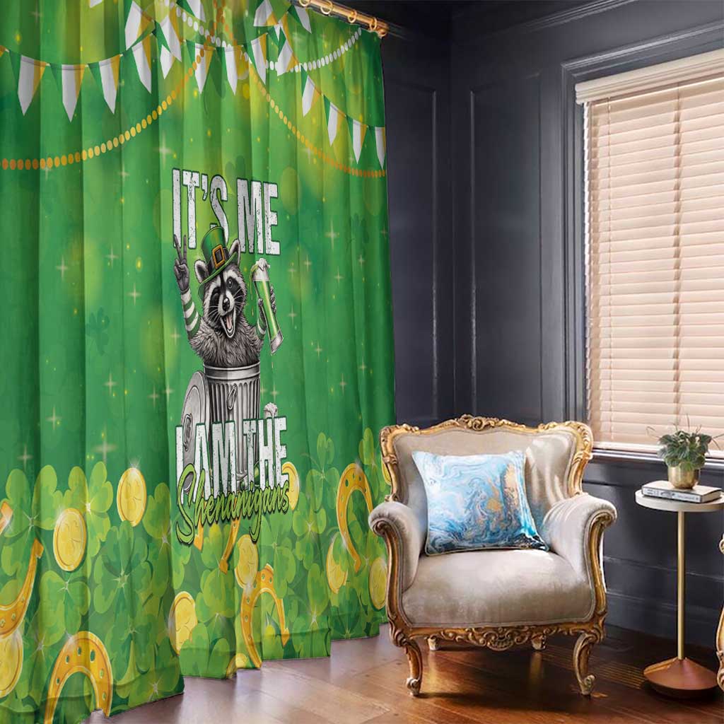 Funny Raccoon St Patrick's Day Window Curtain It's Me I Am the Shenanigans