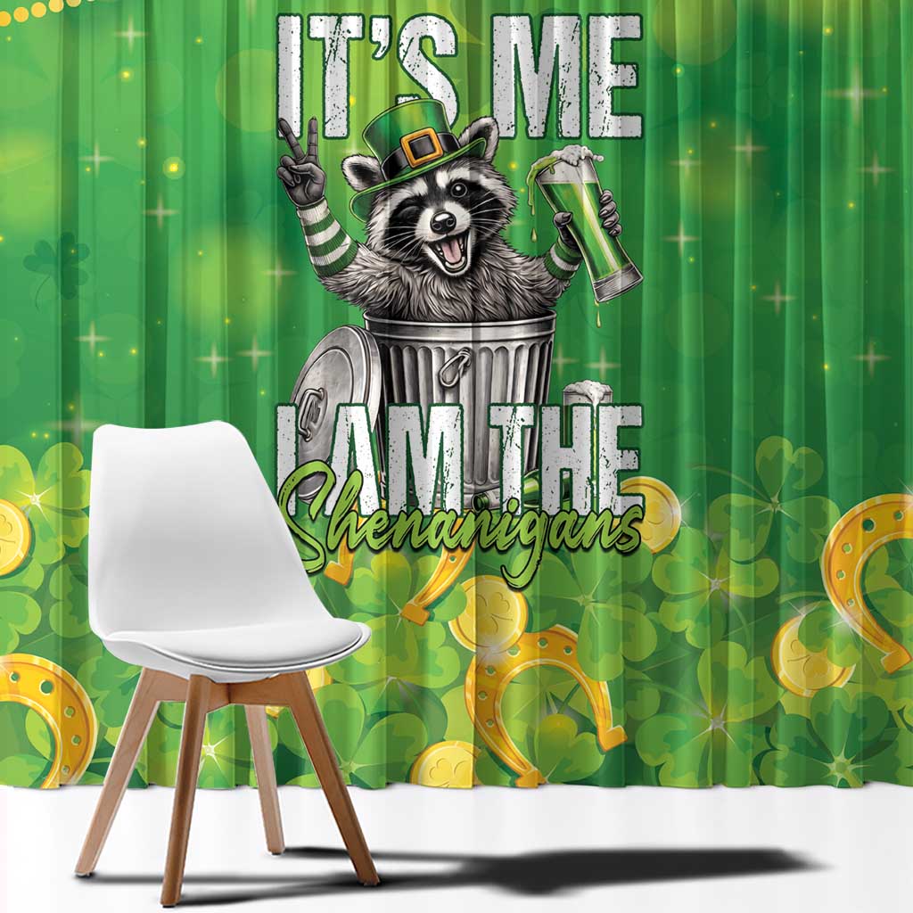 Funny Raccoon St Patrick's Day Window Curtain It's Me I Am the Shenanigans